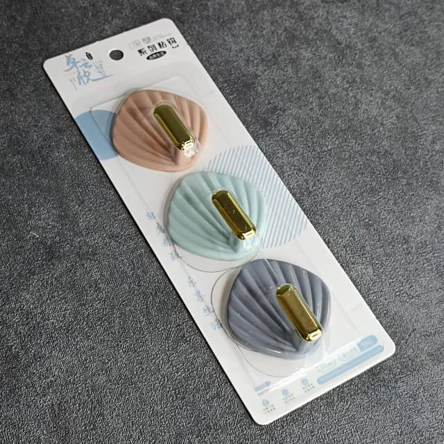 Shell Shape Wall Hooks Strong Load Bearing Wall Hooks 3pcs