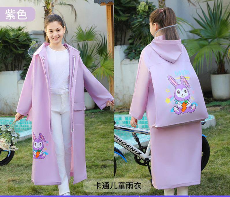 High quality children's raincoat with wide brim hat and zipper