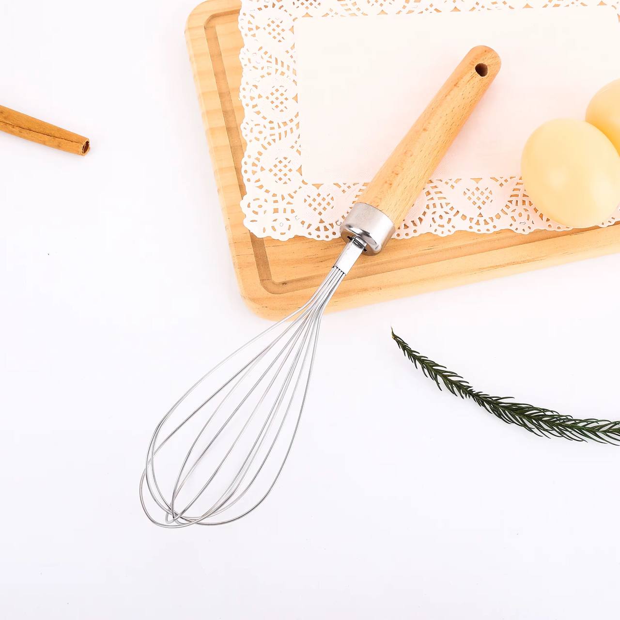 Stainless kitchen accessories with wooden handles