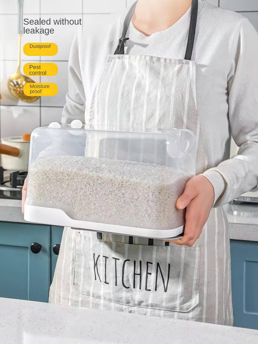 5KG Rice Bucket Insect Proof Moisture Proof Rice Grain Storage Box with Lid Transparent .