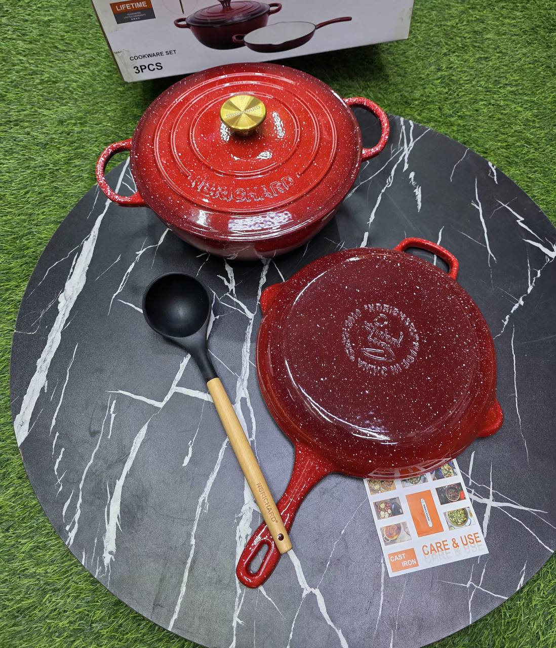 Marble Print
3 pcs Set Enamel Cast iron cooking pots