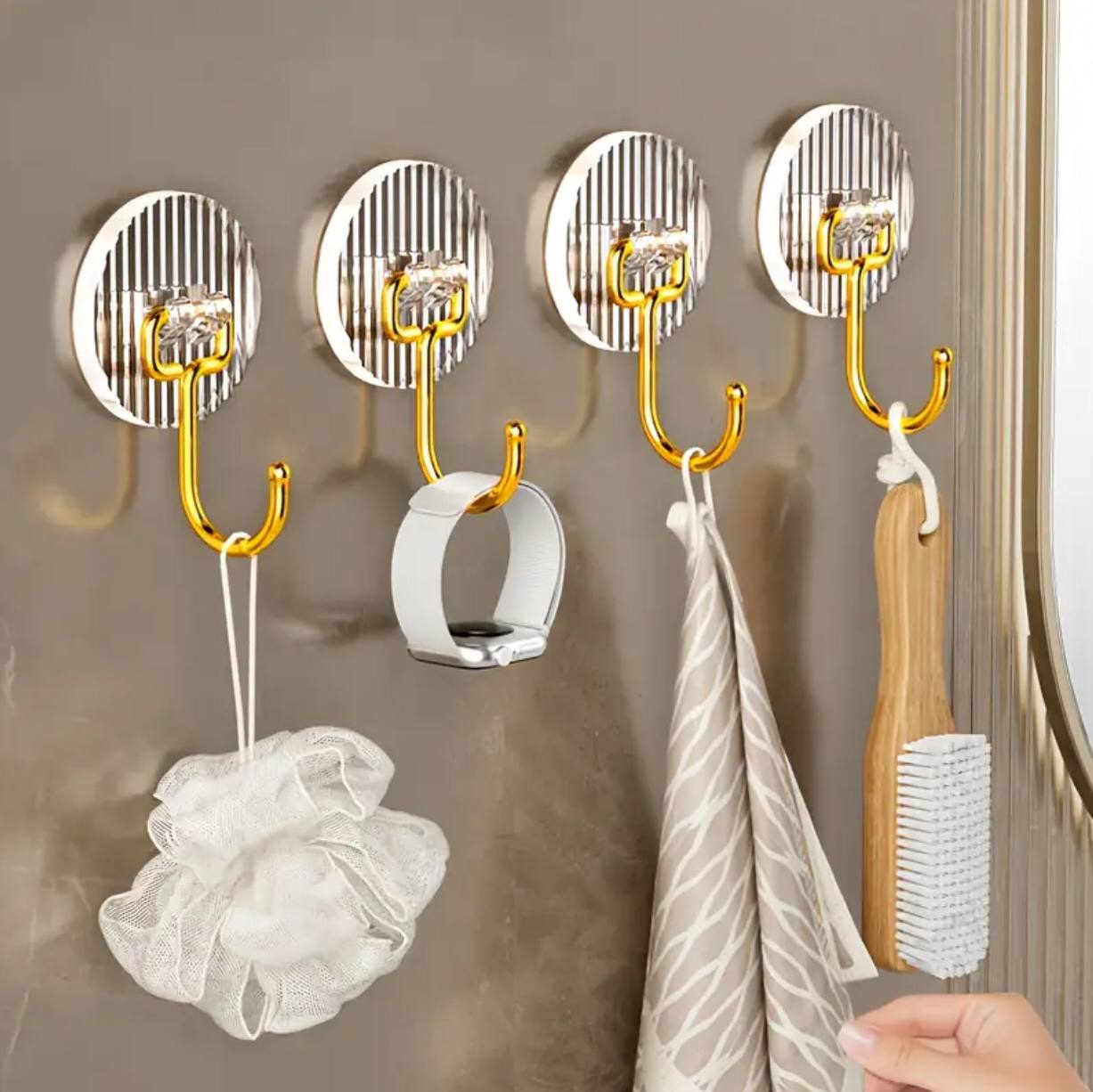 Set of 5 Golden Acrylic Hooks .