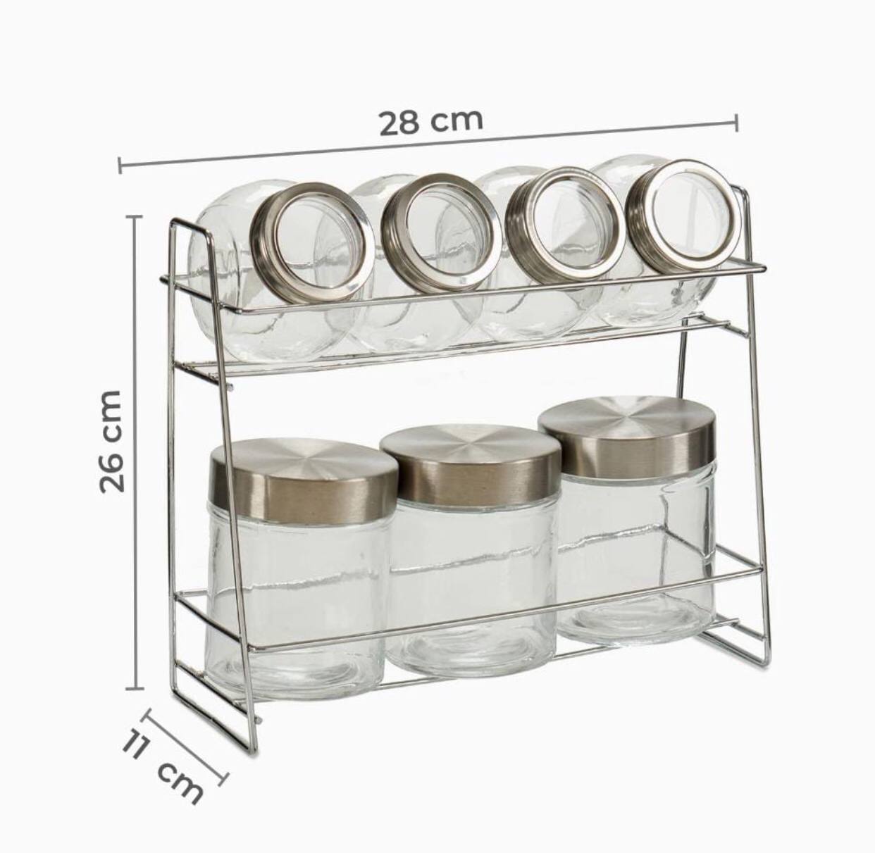 Set of 7 glass jars for spices or food