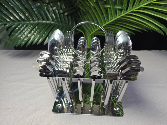 36pcs Gold Cutlery Set with Unique Stand