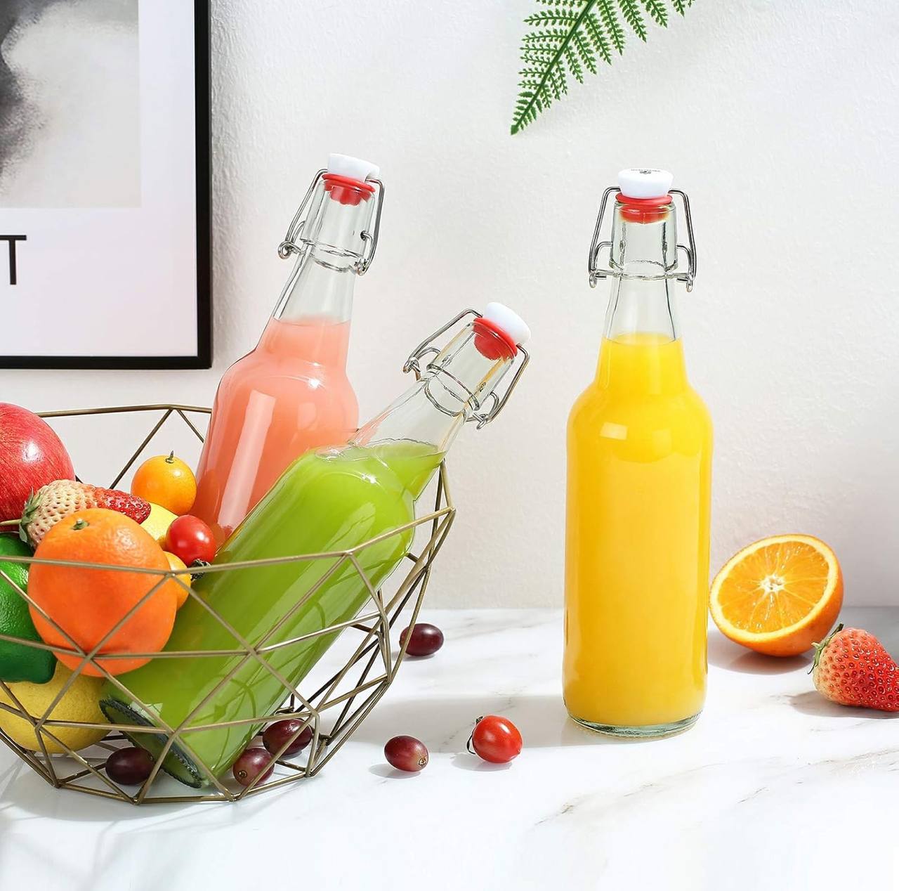 Swing top glass bottle