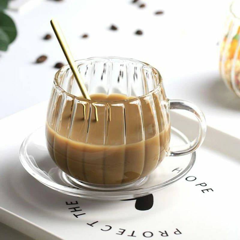 Stripped Pumpkin shape borosilicate cups 
2pcs