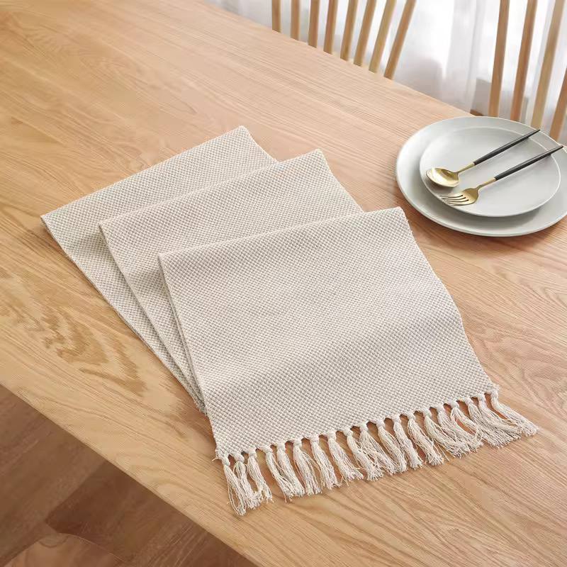Extra long 275cm braided cotton linen table runners