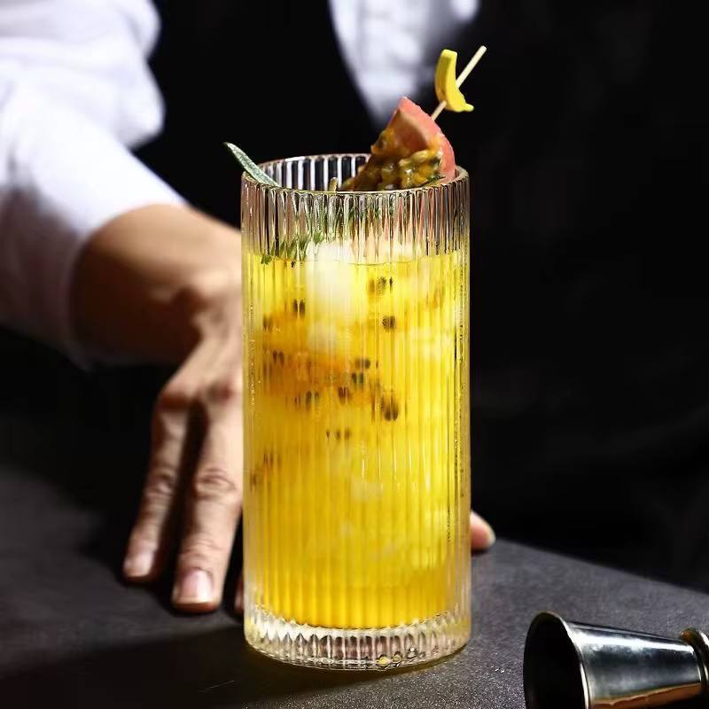 Unique Ribbed Aesthetic Highball Glass 6pc