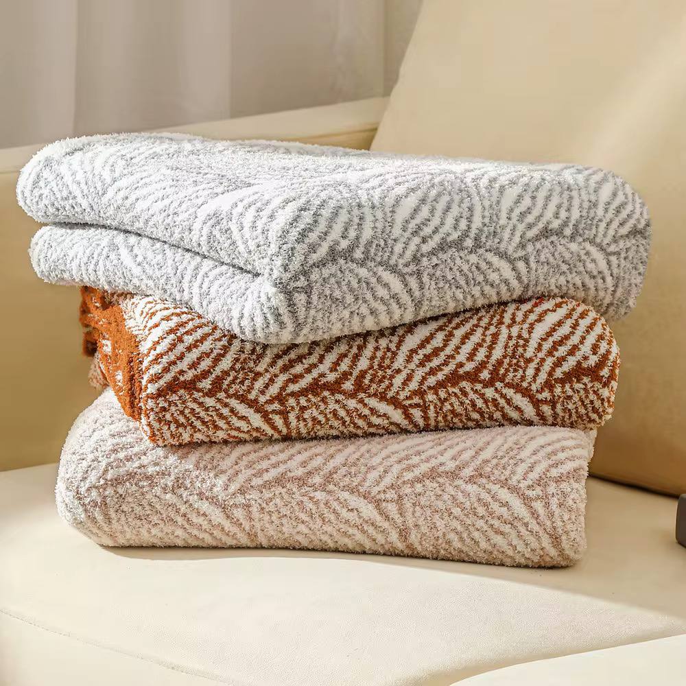 Leaf pattern micro fiber throw blanket