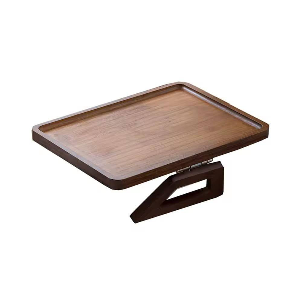 Foldable wooden sofa armrest tray clip on table for couch convenience