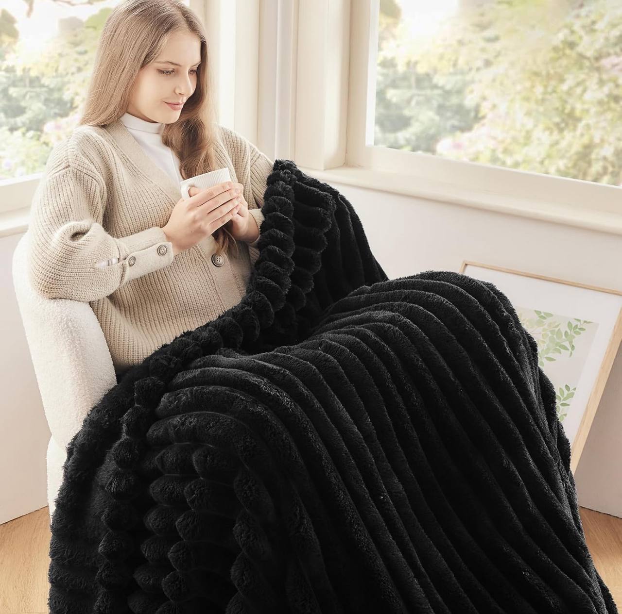 Soft Bubble Winter Throw Blanket Plain