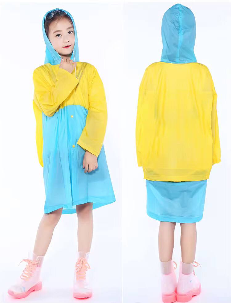 Light PVC Child/Kids Hooded Schoolbag Rain Coat