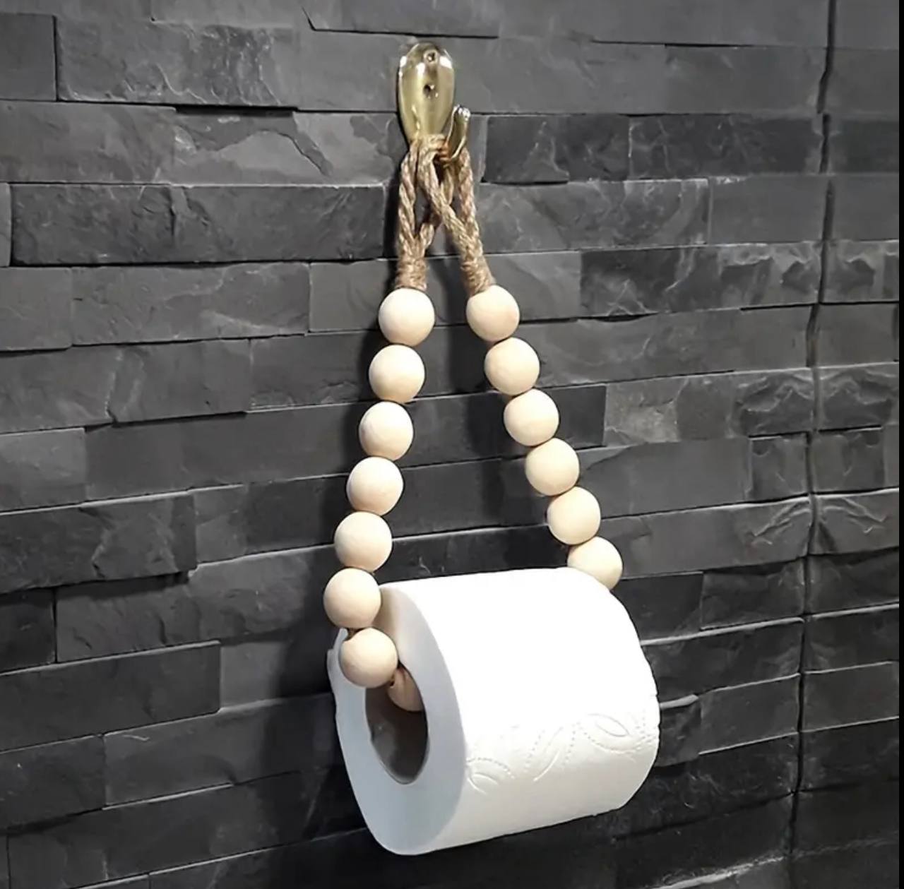 Creative natural wood beaded toilet paper roll holder