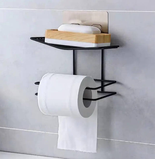 Wall mounted wrought iron  tissue holder with adhesive sticker