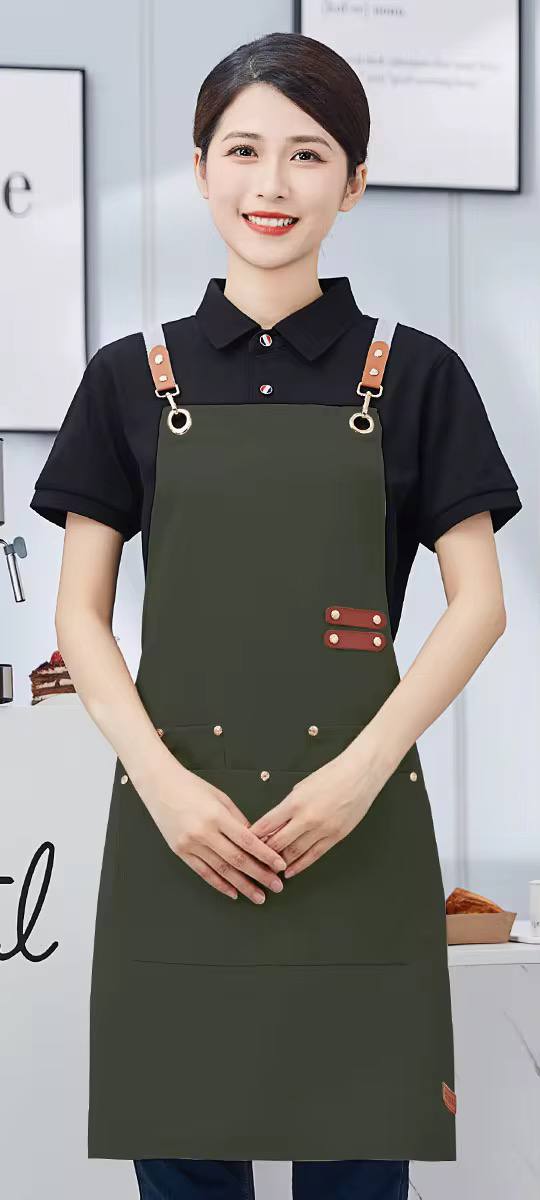 Premium Upscale  Apron with pockets and Adjustable Leather Straps