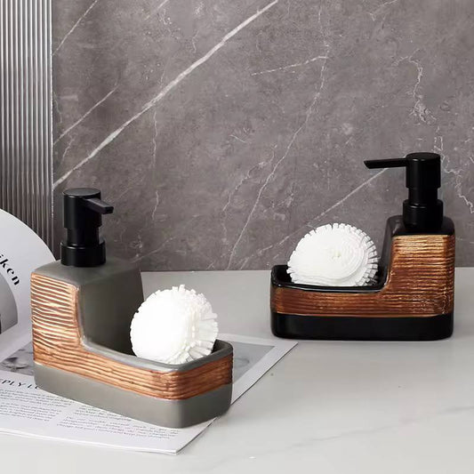 Fancy single ceramic lotion / soap dispenser with wash pad