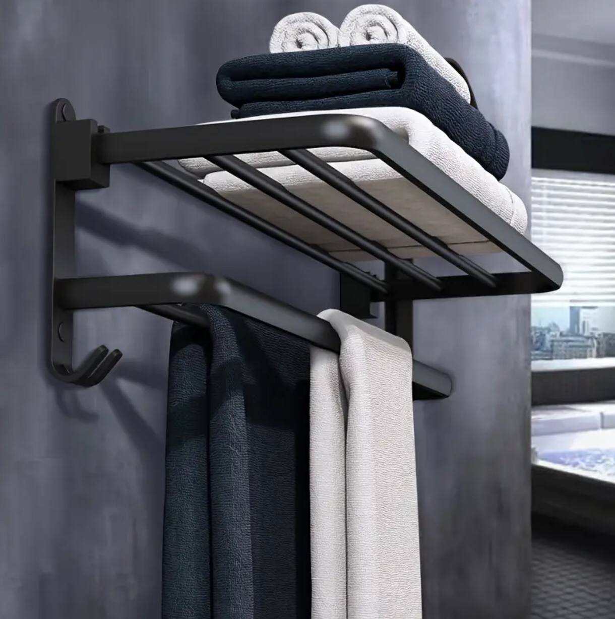 Bathroom wall mounted towel rack