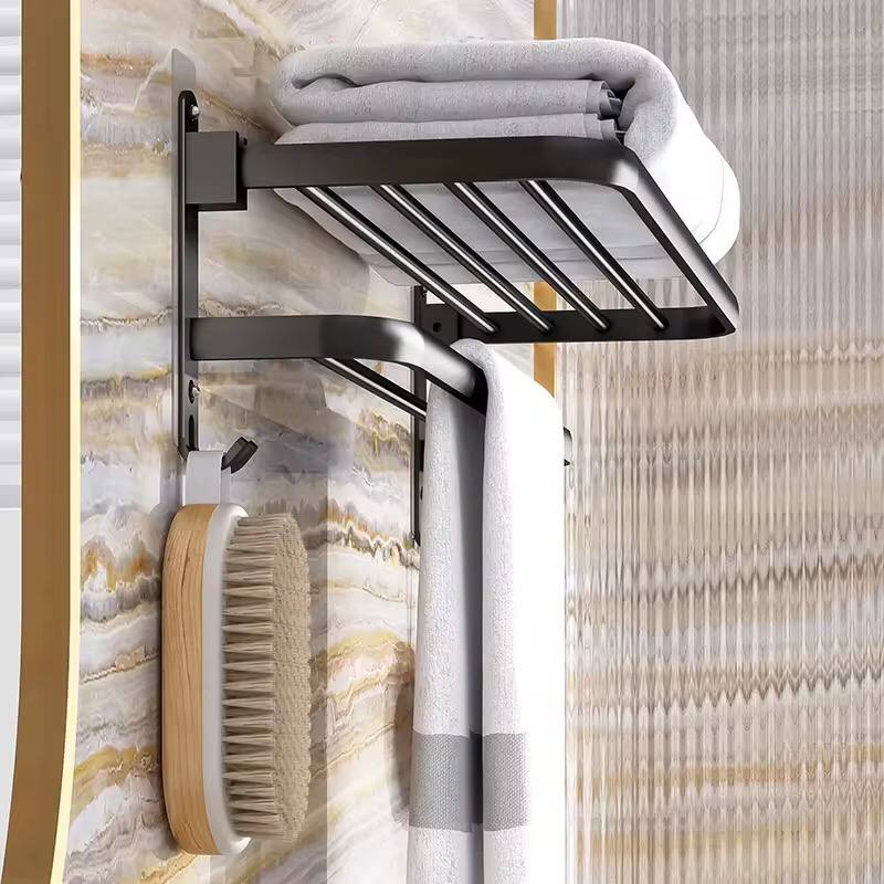 Bathroom wall mounted towel rack