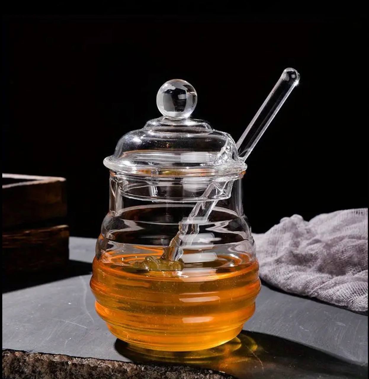 250ml Glass Honey Dispenser with a Dipper