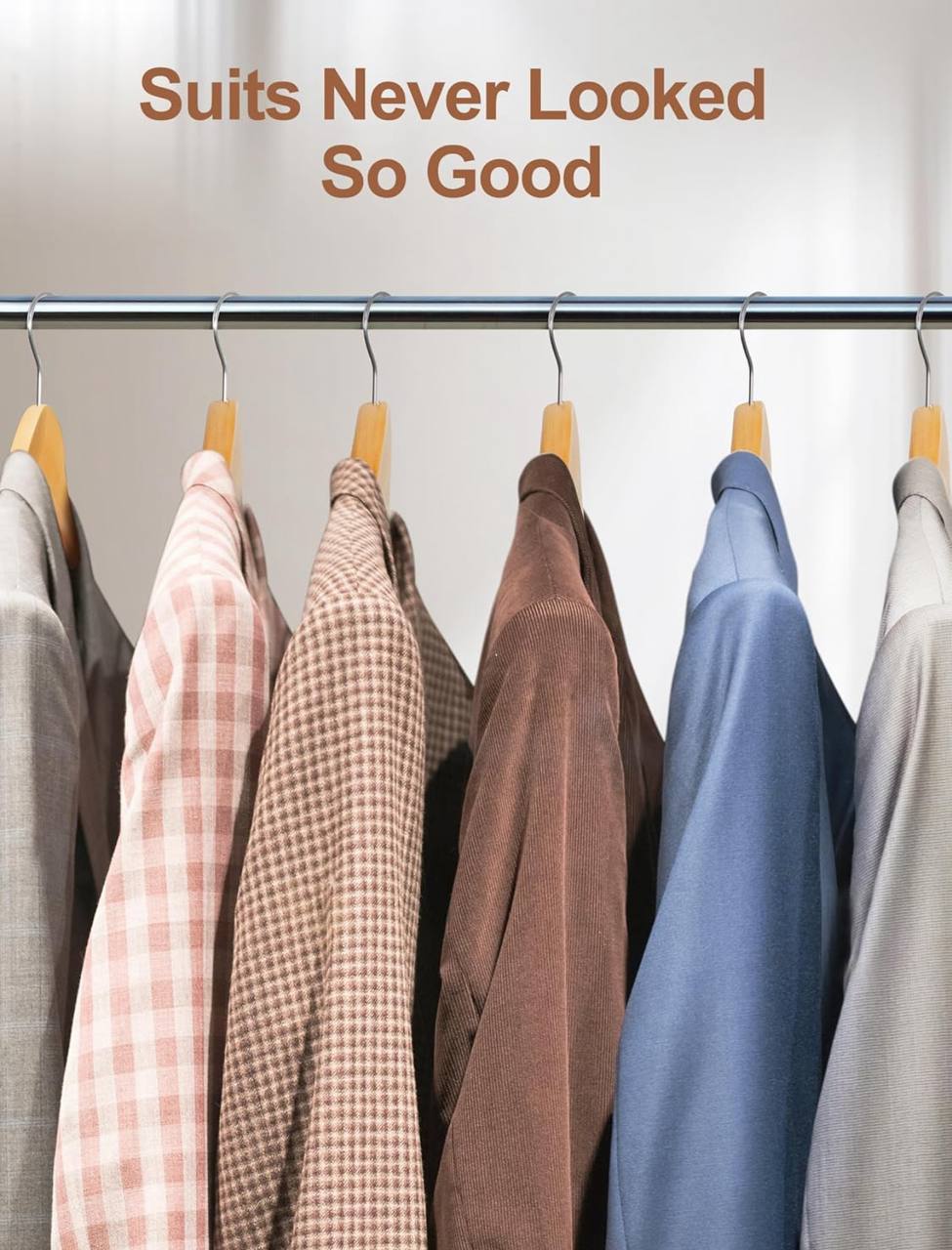 Wide Wooden Hangers (10 Pack)Glossy Finish Non slip Wooden Hangers