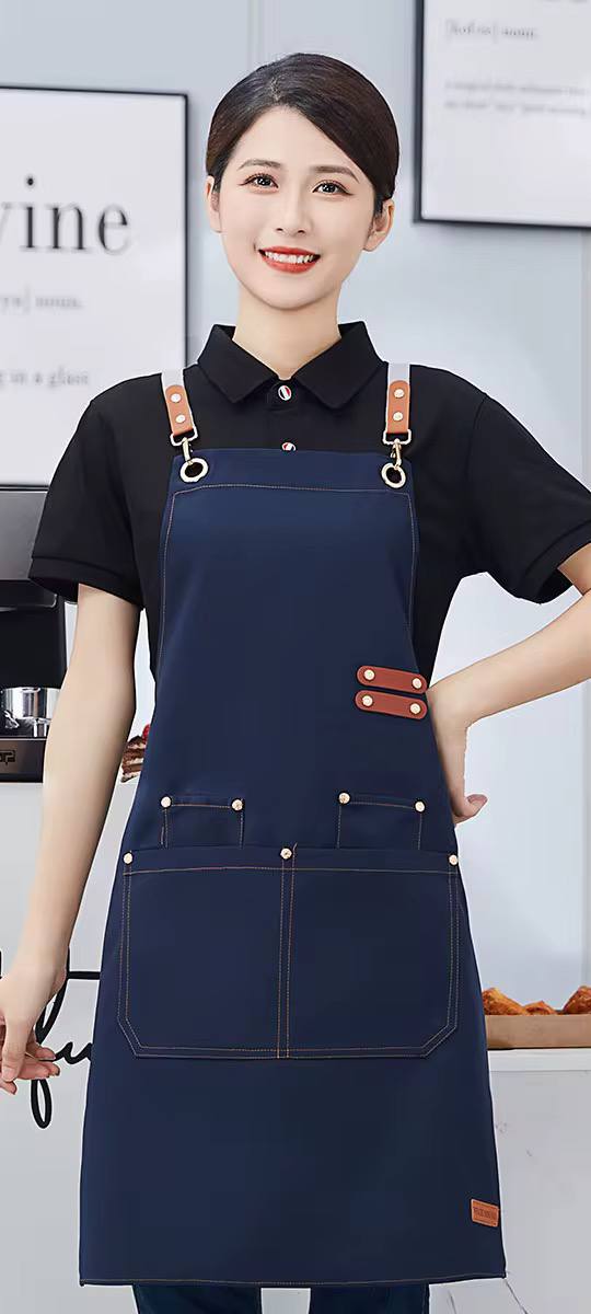 Premium Upscale  Apron with pockets and Adjustable Leather Straps