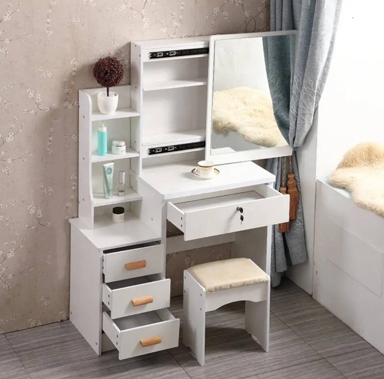 Makeup Desk with Sliding Mirror