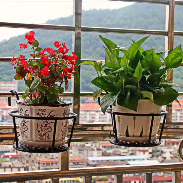 Metallic over the balcony flower pot holder