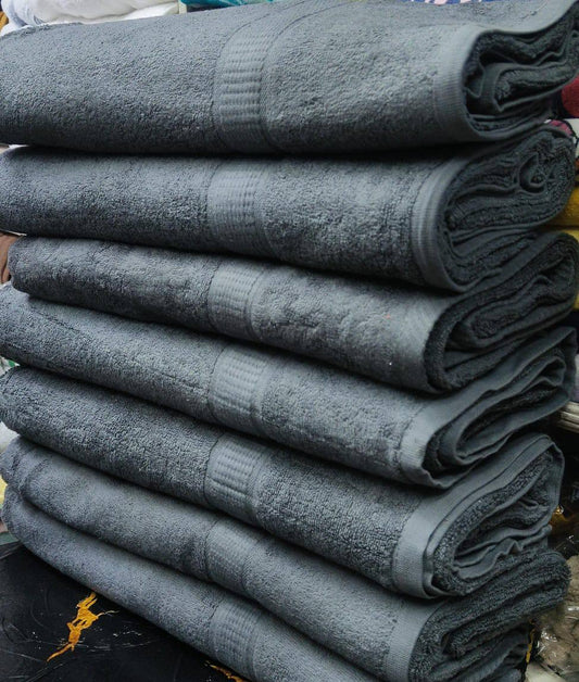 Grey plain cotton large towels