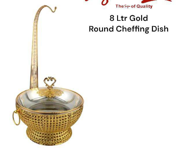 Luxurious gold round chaffing dish
Capacity 8 litres