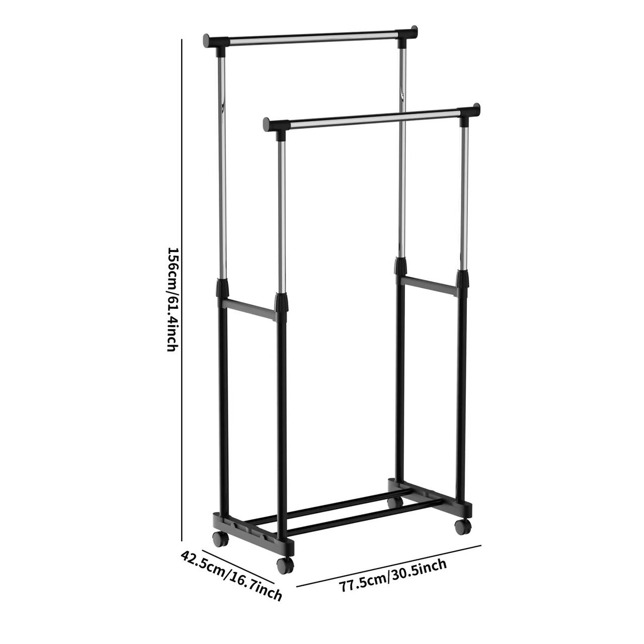 Coat rack/Floor coat rack, double pole stainless steel hanger