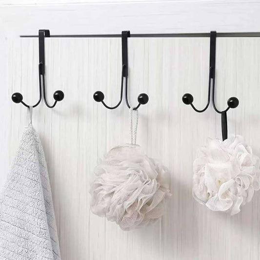 Over The Door Double Hanger Hooks Free Punching For Hanging Hats Bags
