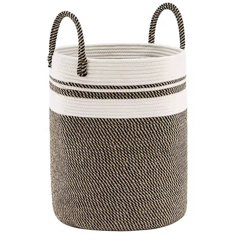 Cotton Rope Hand-woven large storage Basket with Handles.