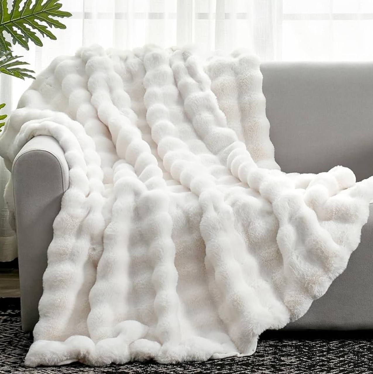 Soft Bubble Winter Throw Blanket Plain