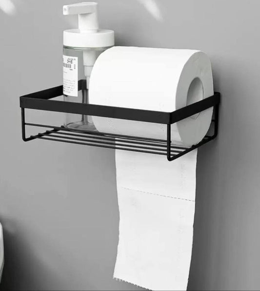 Punch free storage rack for toilet paper towel box