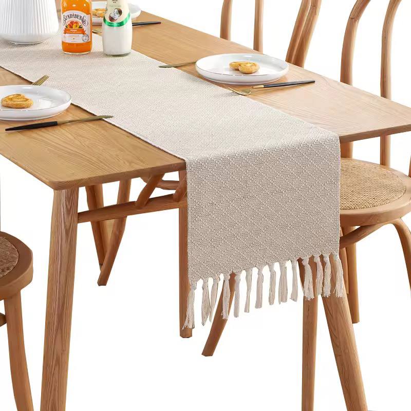 Extra long 275cm braided cotton linen table runners