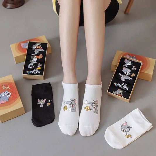 5Pairs Ankle Tom and Jerry Cotton Socks Pack