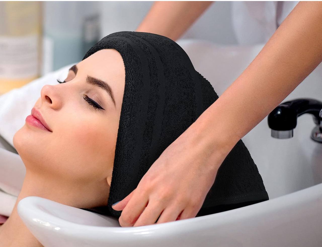 Black salon towel