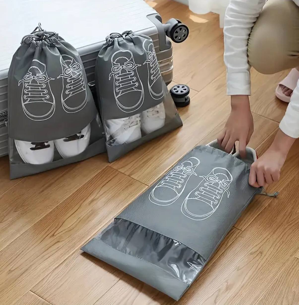 Drawstring Non woven Travel shoe Bags