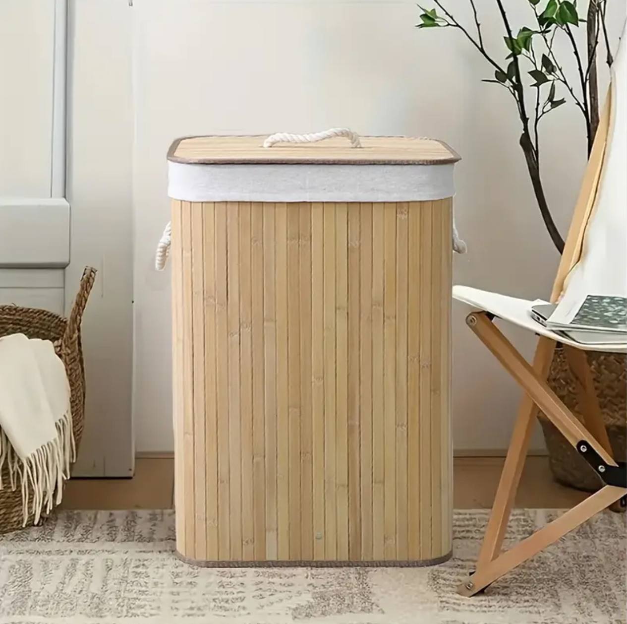 Foldable Bamboo wooden basket