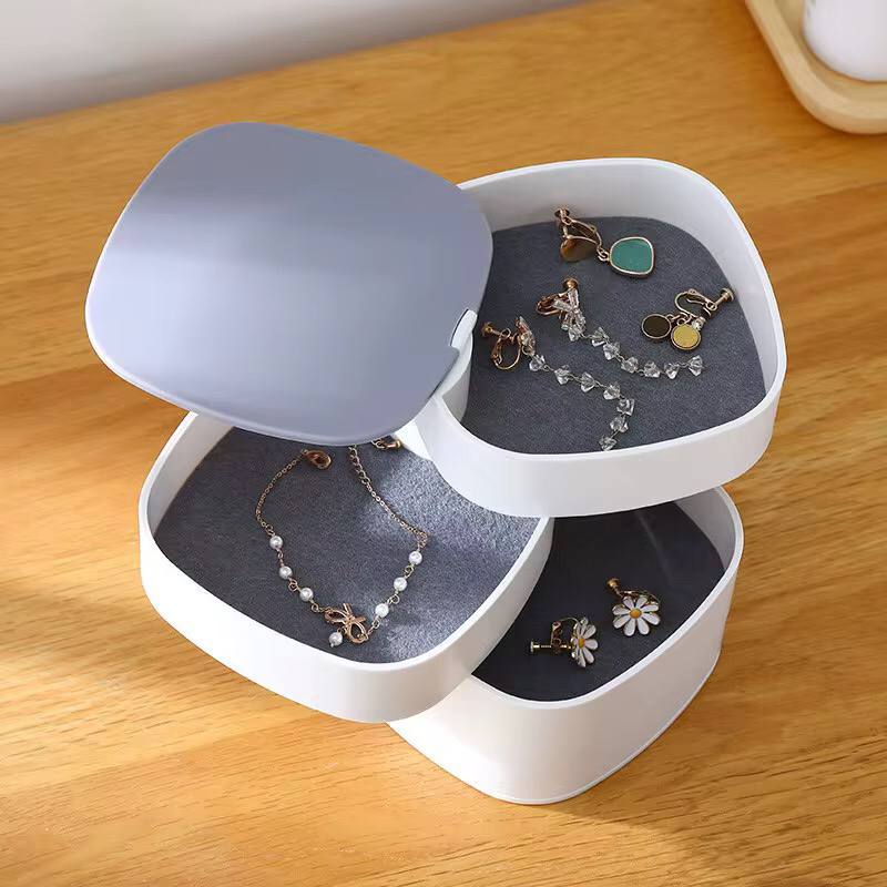 Rotating jewelry organizer.
