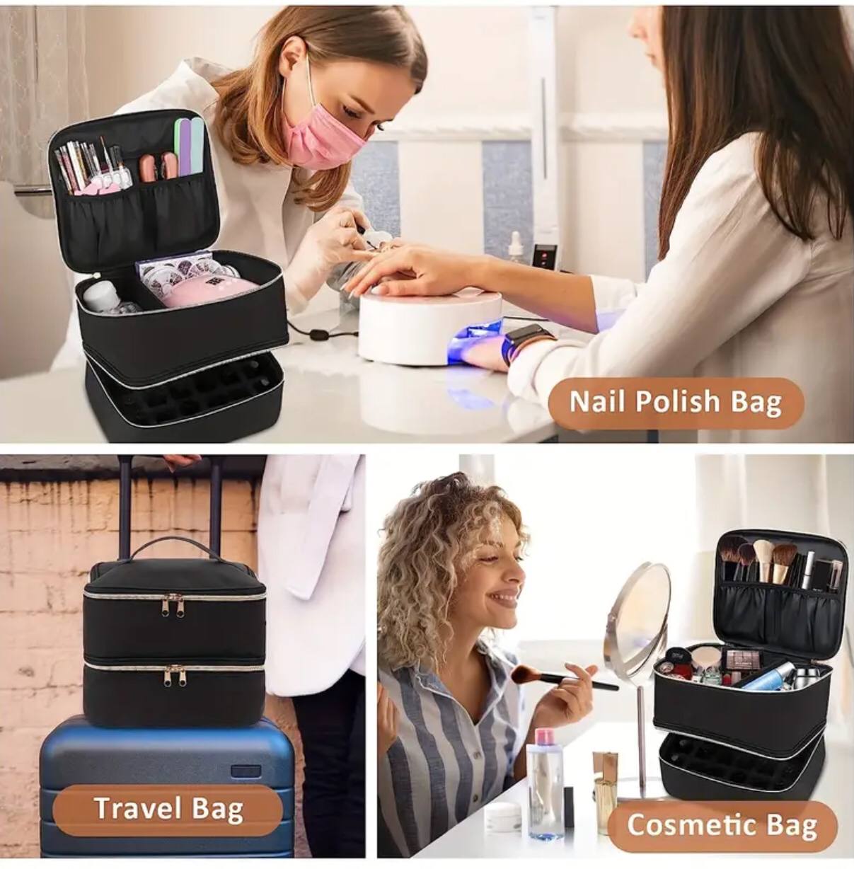 Nail polish travel organizer storage case