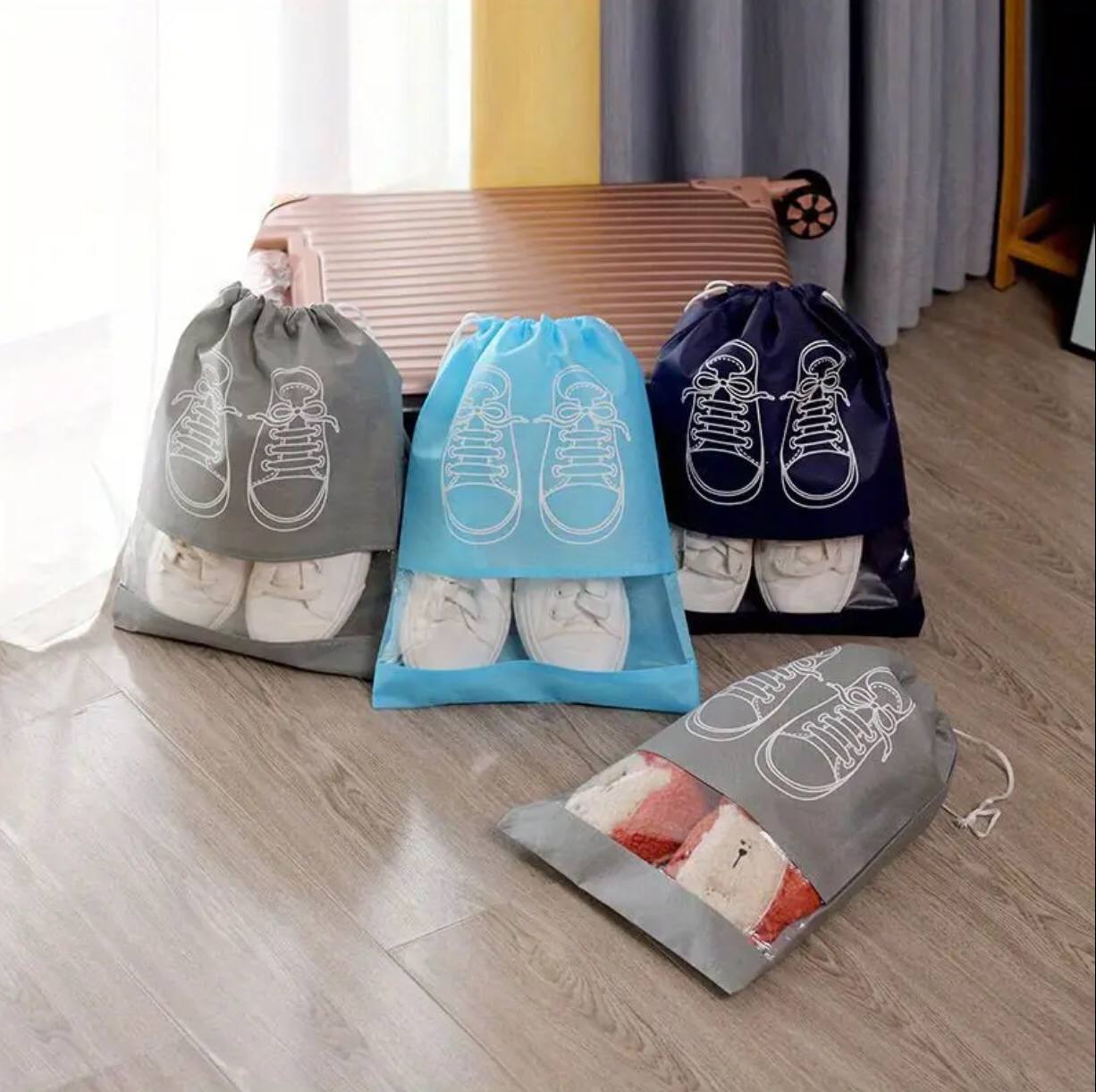 Drawstring Non woven Travel shoe Bags