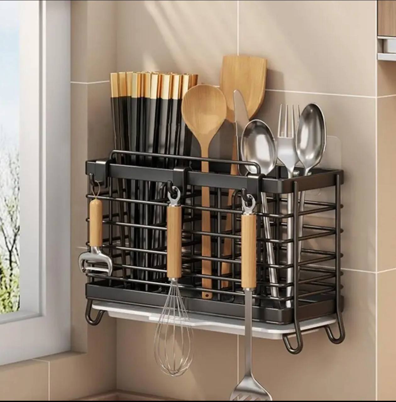 Multifunctional stainless steel cutlery storage rack./ kitchen knife holder.
