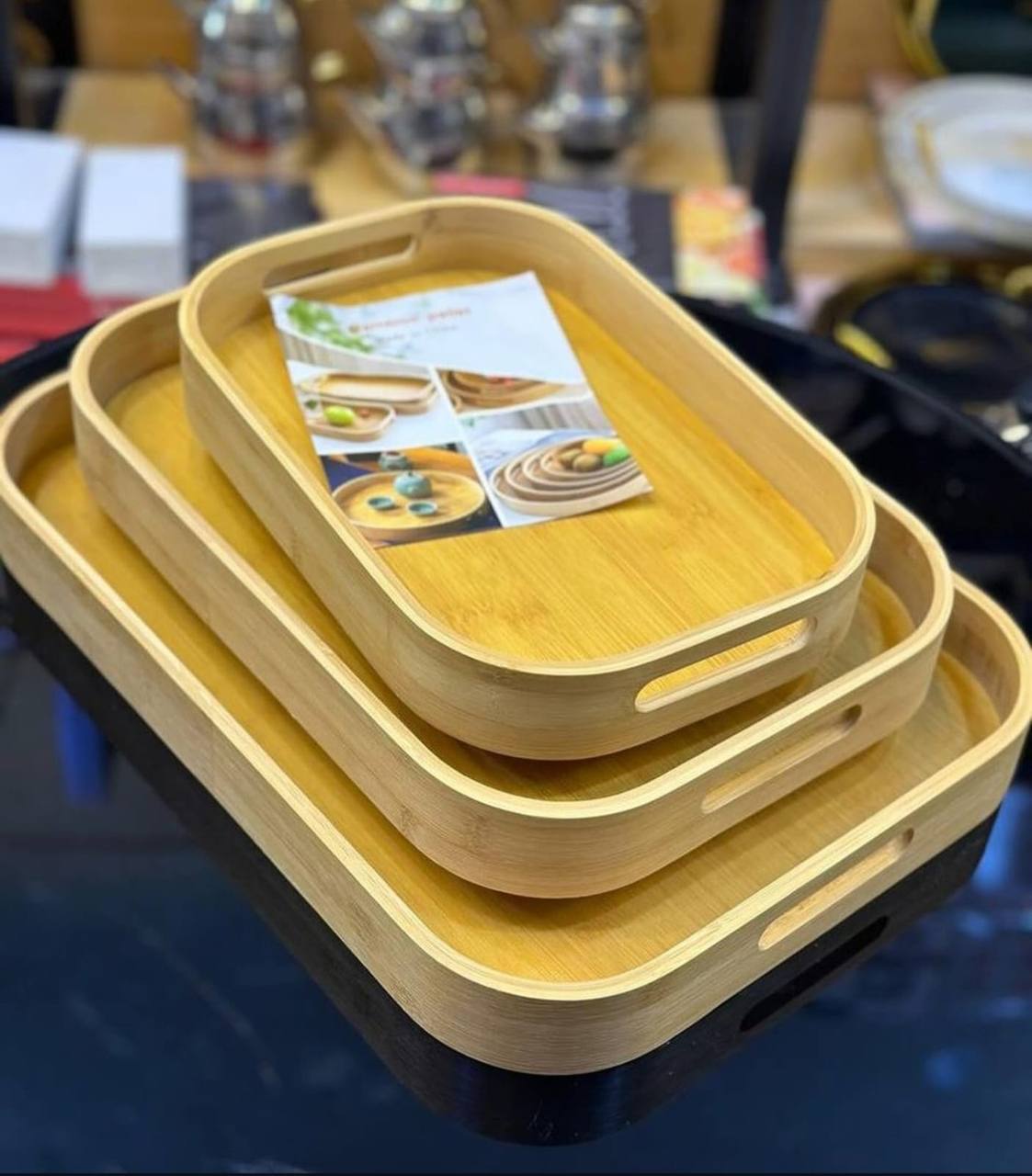 3pcs Multi-functional Bamboo Food storage Trays