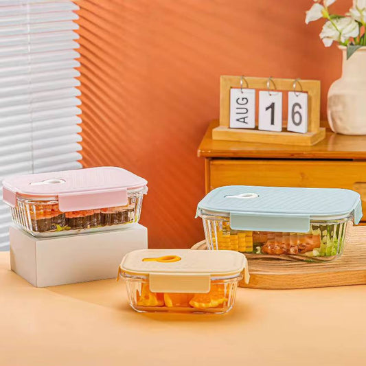 3pcs Borosilicate Glass ribbed Food Storage Containers with Lids