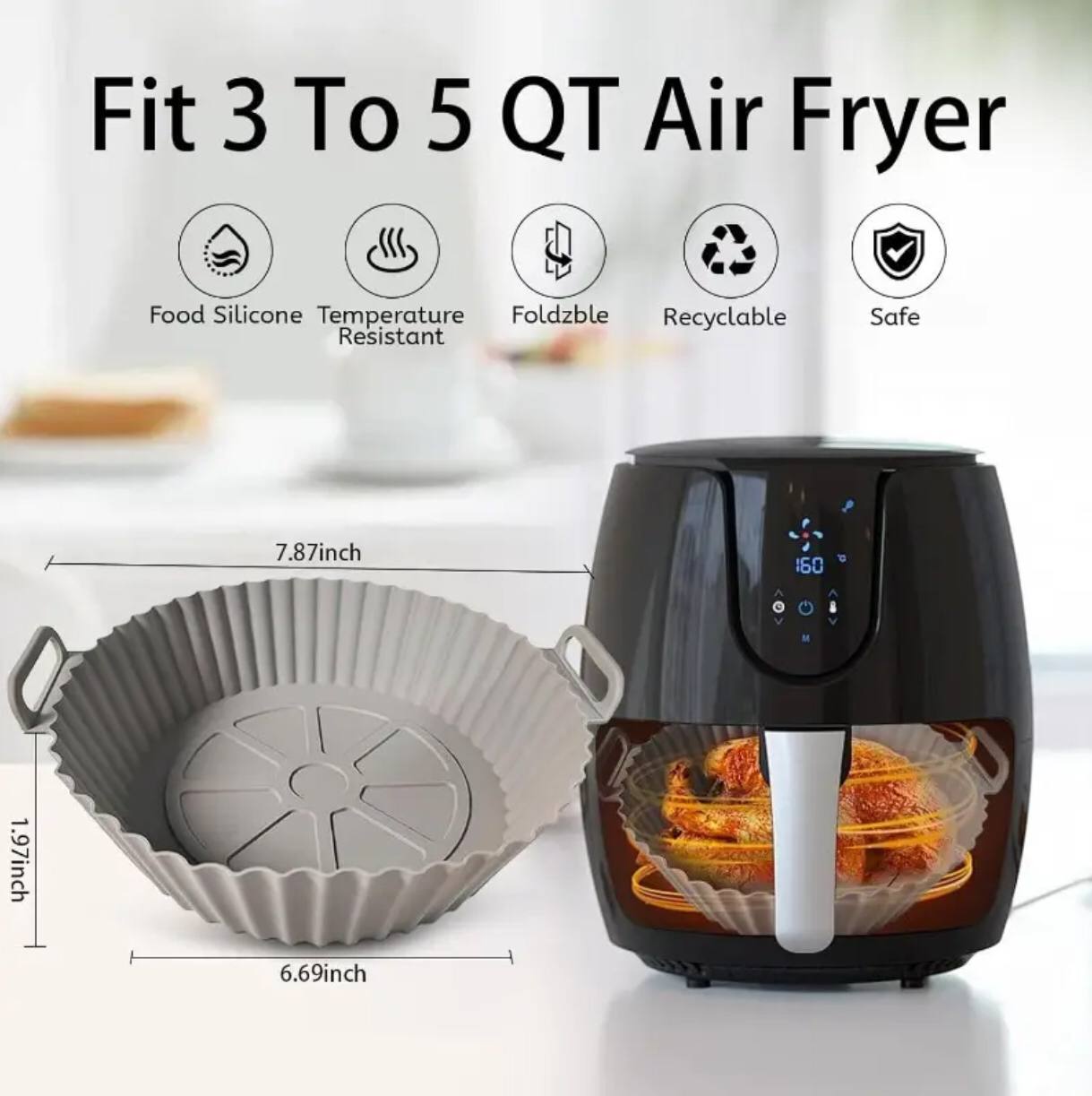 Food grade silicone 16-22cm air fryer 
liner