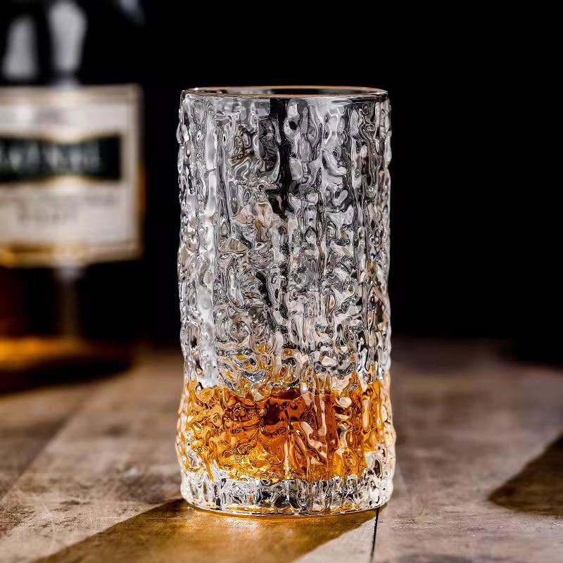 New Bark Patterned Retro Glass water cup 6pc