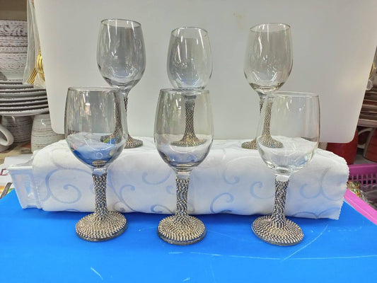6 PCs beaded wine glasses