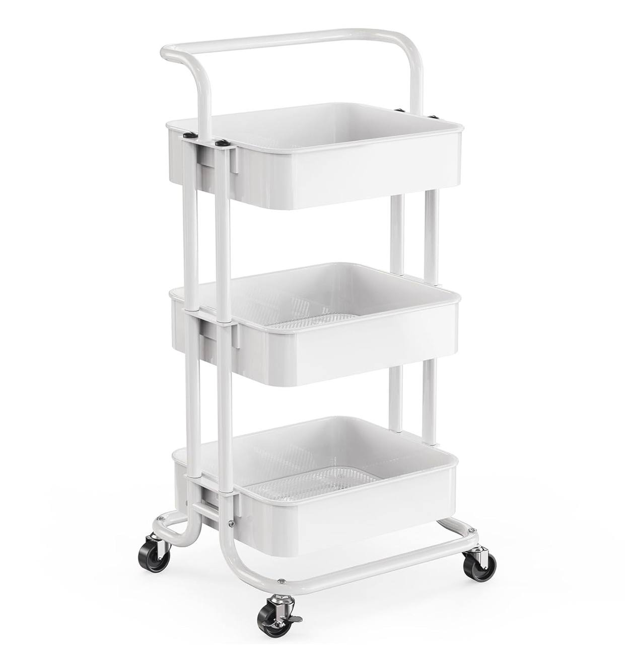 Multi-functional movable trolley storage rack( full metallic)