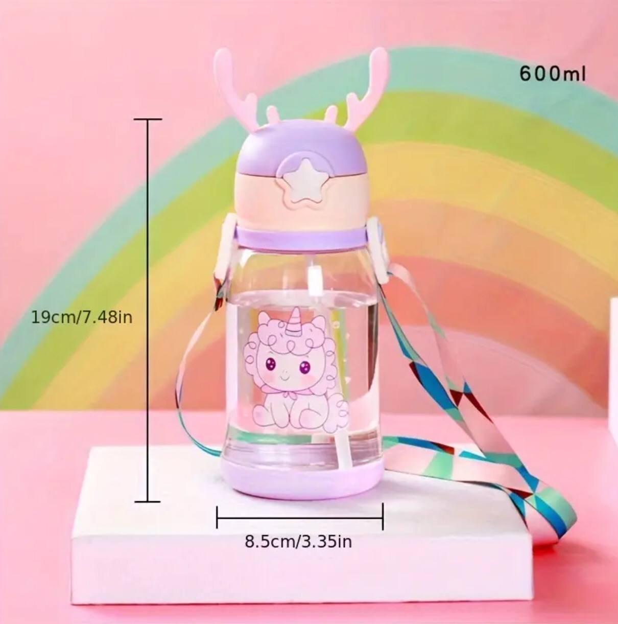 Cute Cartoon Horn Shape Sipper Bottle for Kids